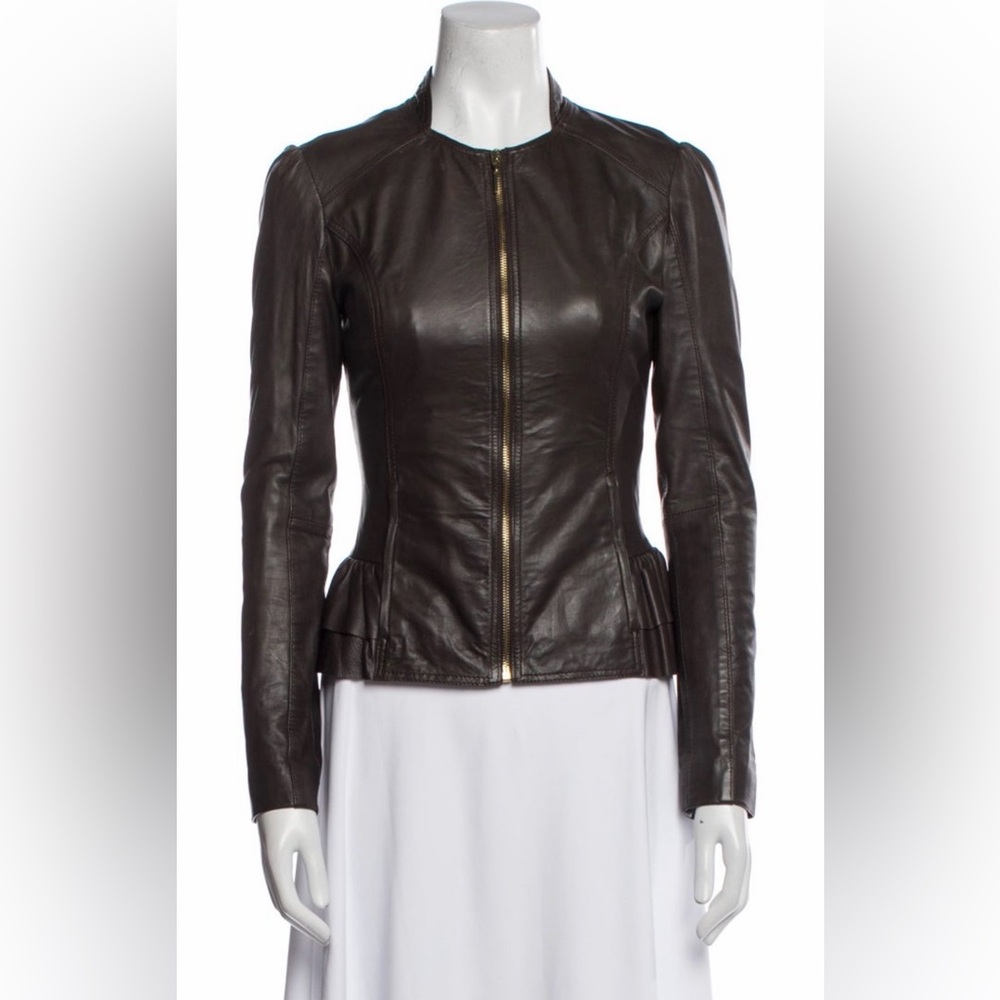 Ted Baker Great Dark Brown Leather Biker Jacket